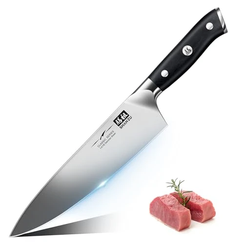 SHAN ZU Coltello da Chef Giapponese Coltelli da Cucina 20 cm, Professionali Coltello Ultra Affilato Acciaio Inossidabile Tedesco, Coltello Multiuso per Cucina Domestica e Ristorante