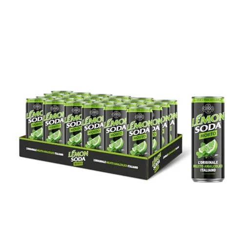 Lemonsoda | Mojito Soda, 24 Lattine da 33 cl, Originale Mojito Analcolico Italiano, Gusto di Menta Fresca e Lime
