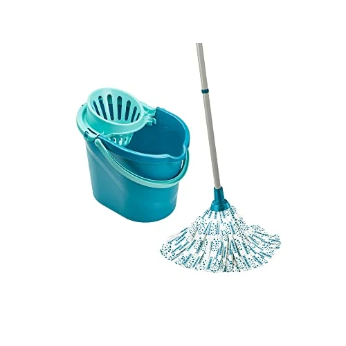 Limited-time offer: Leifheit Classic Mop and Bucket Set, Mop and Wringer Set, Extra-Absorbant Viscose Mop Head Washable at 60°, Floor Mop with 120 cm Steel Handle, Capacity 12 Litre, Turquoise from 21.00 GBP to 17.49 GBP (save 17%)