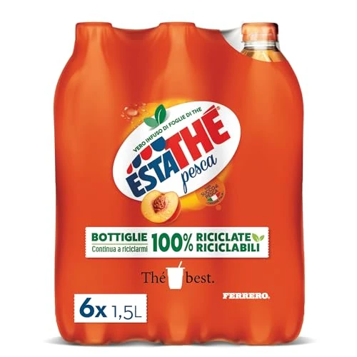 Offerta a tempo: Estathé Pesca - The Freddo con Vero Infuso di Foglie di The e Succo di Pesca, Bevanda Analcolica Senza Glutine, 6 Bottiglie da 1,5 lt - 16% da 11.94 € a 9.99 €