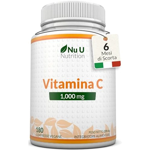 Limitiertes Angebot: Nu U Nutrition - Vitamin C 1000mg Hochdosiert - 180 Vegane Tabletten für 6 Monate - Vit C als L-Ascorbinsäure - 1 Tablette täglich von 19.97 EUR auf 15.97 EUR (Spare 20%)