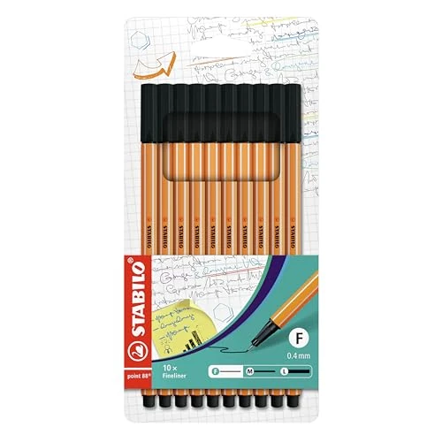 Offerta a tempo: STABILO point 88 - Fineliner - Astuccio da 10 - Nero - 9% da 11.00 € a 9.99 €