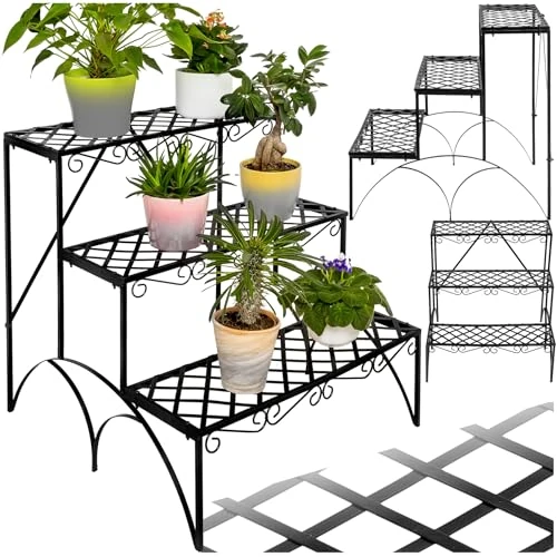 Offerta a tempo: tectake® Fioriera Portavasi, Scala a 3 Gradini, Supporto per Piante, Struttura in Ferro, Decorativa da Esterno, Arredamento Balcone, 60x60x60 cm, Portata 30 kg - 33% da 42.99 € a 28.90 €