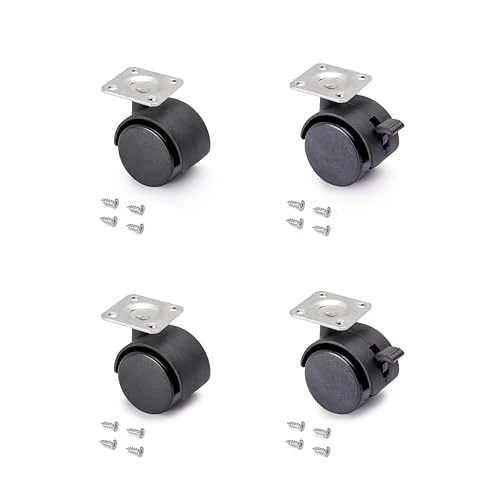Offre limitée : Emuca 2036717 Lot de 4 Roulettes pivotantes Ø 40 mm avec plaque de fixation/roulement à billes Noir de 7.49 € à 7.49 € (0.00% de remise)