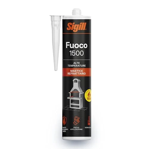 Offerta a tempo: SIGILL, Fuoco 1500, Stucco Refattario, Composto di Fibre Ceramiche e Cemento Refrattario, Ideale per Applicazioni ad Alta Temperatura, Made in Italy, Cartuccia 580 g - 15% da 7.74 € a 6.58 €