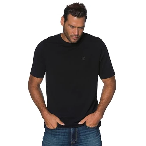 JP 1880 Camiseta, básica, Cuello Redondo, algodón Peinado Negro 3XL 702558130-3XL
