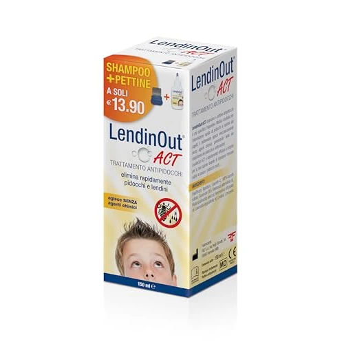 Lendinout Act Trattamento Antipidocchi, Dispositivo Medico per l'eliminazione dei Pidocchi, Senza Agenti Chimici, 1 confezione da 150ml con Shampoo e Pettine