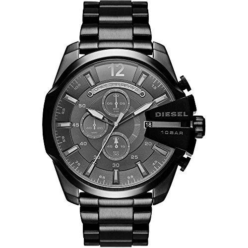 Begrenztes Angebot: DIESEL Mega Chief Uhr für Herren, Chronographenwerk mit Edelstahlarmband von 293.26 EUR auf 126.10 EUR (Rabatt 57%)