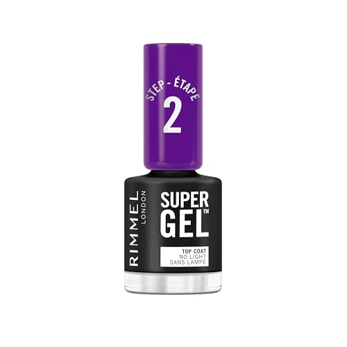 Rimmel London Smalto Unghie Super Gel, 12 ml, Top Coat, Effetto Gel a Lunga Durata, 001 Transparente