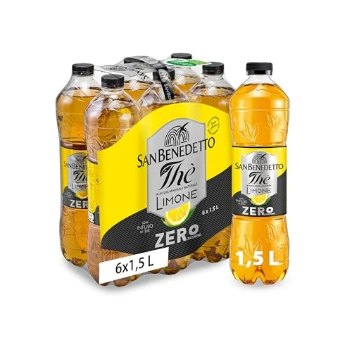 San Benedetto, Thè Freddo al Limone Zero, 6x1,5 l Bevanda Dissetante Analcolica, Gusto Fruttato, Tappo Click, Senza Zuccheri, Conservanti e Coloranti