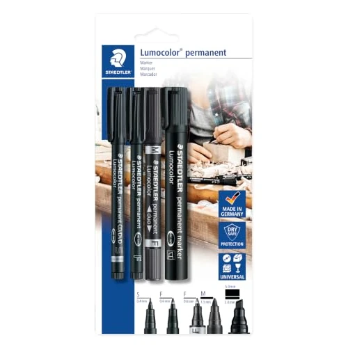 Oferta limitada: Staedtler Lumocolor permanent 60 BK Juego de rotuladores permanentes con diferentes puntas, 4 unidades en blíster Blanco de 5.49 € a 5.49 € (ahorro 0.00%)