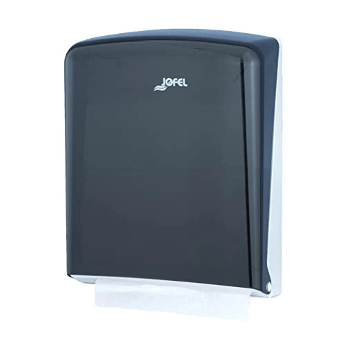 Offerta a tempo: Jofel - Dispenser di asciugamani, asciugamano viso, dispenser di asciugamani da parete, fino a 600 asciugamani a zig-zag, igienico, alloggiamento ABS di alta qualità, Azure AH34400, SAN Fumé - 28% da 34.96 € a 25.10 €
