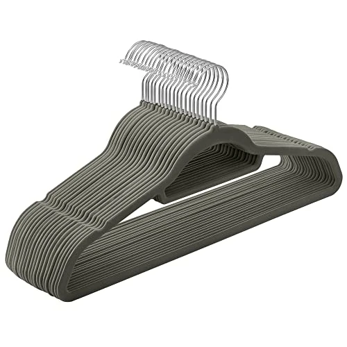 Offre limitée : SONGMICS Cintre en Velours, Lot de 20, Antiglisse, Barre à Cravate | Crochet Pivotant 360°, Épaisseur 0,6 cm, Longueur 42,7 cm, Gris et Argent, Collection BREANNA CRF20V de 30.39 € à 26.60 € (12% de remise)