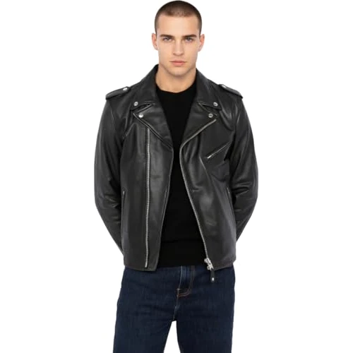 Schott NYC Men's Lc1140icon Jacket, Black (Black X Black X), Medium