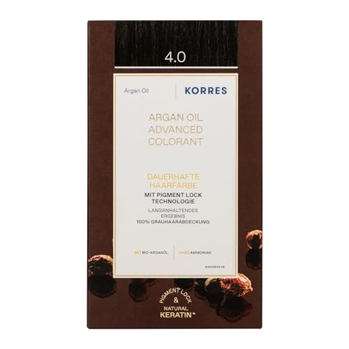 Offerta a tempo: KORRES ARGAN OIL Colorant - tintura per capelli senza ammoniaca all'olio di argan biologico, Marrone 4.0, 100% di copertura dei capelli bianchi e vegano - 30% da 19.99 € a 13.99 €