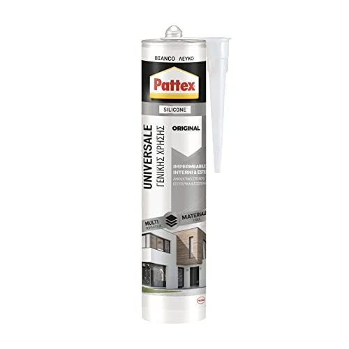 Pattex Sigillante Silicone Universale Bianco, Silicone Bagno e Infissi, Silicone Sigillante Resistente alla Muffa, Sigillante, Cartuccia da 280 ml