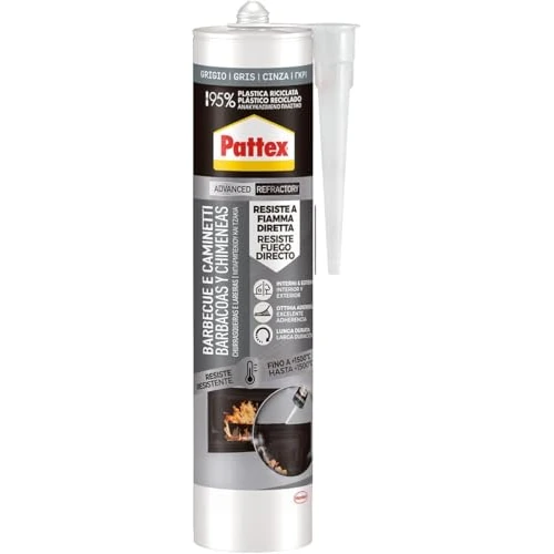 Offerta a tempo: Pattex Barbecue e Caminetti Silicone alte temperature, Sigillante verniciabile resistente alla fiamma diretta, Silicone grigio per caldaie, camini, forni e stufe, 1 x 280 ml - 0.00% da 14.07 € a 14.07 €