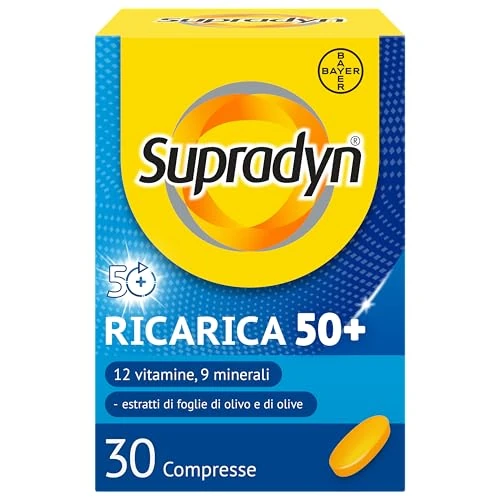 Supradyn Refill 50+ Complete Food Multivitamin Supplement with Vitamin C, Vitamin D, Selenium and Coenzyme Q10, Against Physical Fatigue, 30 Coated Tablets
