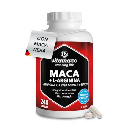 Beperkte aanbieding: Maca Capsules 4000 mg Hoge Dosis + 1800 mg L-Arginine + Vitaminen C, B6, B12 + Zink, 240 Capsules 2 Maanden vooraad, Supplement zonder Additieven, Made in Germany van 23.97 EUR naar 19.97 EUR (besparing 17%)
