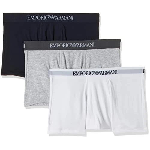 Emporio Armani CC722-111610 - Boxer - Uni - Homme - Multicolore (Bco/Grigiomel/Marine) - Small (Taille fabricant: S)