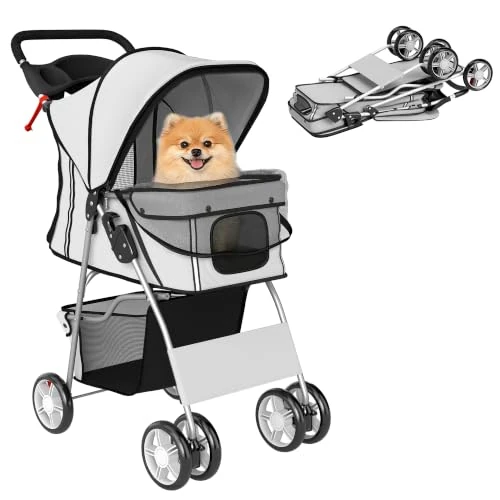 Offerta a tempo: PawHut Passeggino per Cani Pieghevole Carrello per Animali Domestici Carrello Carrozzina Grigio 75 x 45 x 97cm - 0.00% da 67.95 € a 67.95 €