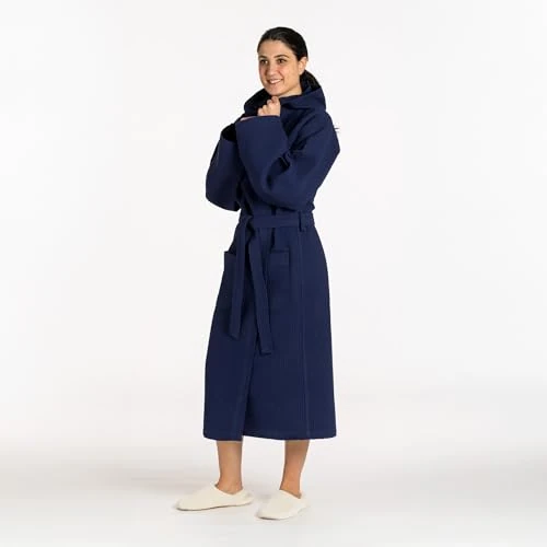 Albornoz en tejido de nido de abeja