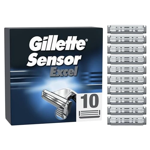 Offerta a tempo: Gillette Sensor Excel, Confezione da 10 Lamette da Barba di Ricambio, Rivestimento in Cromo per Lame che Durano a Lungo - 25% da 23.88 € a 17.99 €