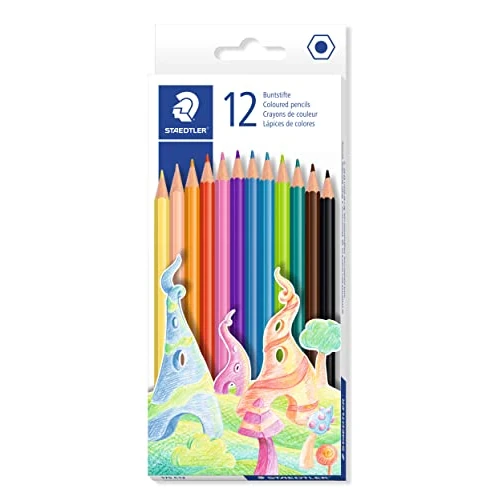 Staedtler - Matite Colorate Senza Legno, Colori a Matita con Fusto Esagonale Ergonomico, Set Matite da Disegno e Scrittura Ideale per Cancelleria Scuola Università Ufficio, Colori Assortiti, 12 Pezzi