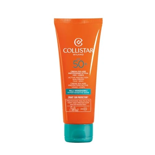 Offerta a tempo: Collistar Crema Solare Protezione Attiva SPF 50+ , Prevenzione da Rughe e Macchie, per Pelli Sensibili, Adatto anche a bambini, Senza Siliconi, Oli Minerali e Nickel, 100 ml - 28% da 32.42 € a 23.20 €