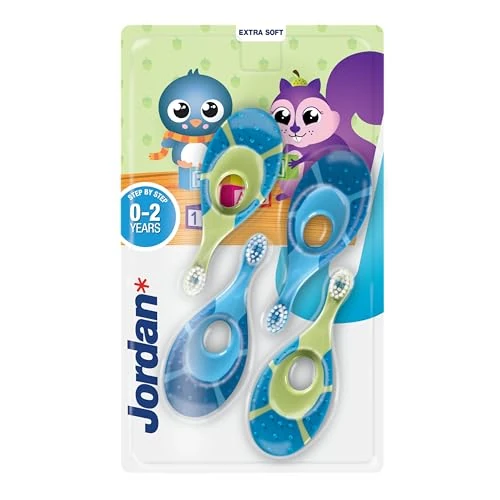 Limited offer: Jordan* | Step 1 Baby Toothbrush | 0-2 Years, Soft Bristles, BPA Free | Green & Blue | 4 Pack from 9.89 EUR to 8.01 EUR (save 19%)