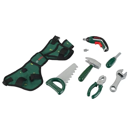 Theo Klein 8313 Bosch Tool Belt I with Hammer, Pliers , Saw and much more I with Battery - Powered Ixolino I Toy for Children Aged 3 Years and up