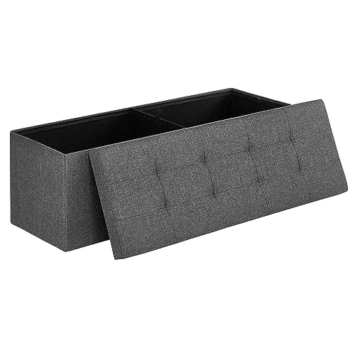 Offerta a tempo: SONGMICS MAZIE Collezione - Cassapanca, Pouf Contenitore, Poggiapiedi Pieghevole da 38 x 110 x 38 cm, Ottomano, Portante 300 kg, per Soggiorno, Camera da Letto, Entrata, Grigio Scuro LSF77K - 40% da 48.49 € a 29.09 €