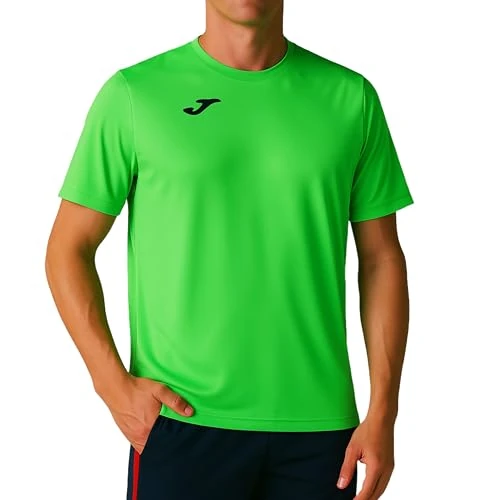 Joma Mens Combi M/C 100052.020 Short Sleeve T-Shirt - Green/Fluorescent Green, X-Large, Fluoride Green, XL EU