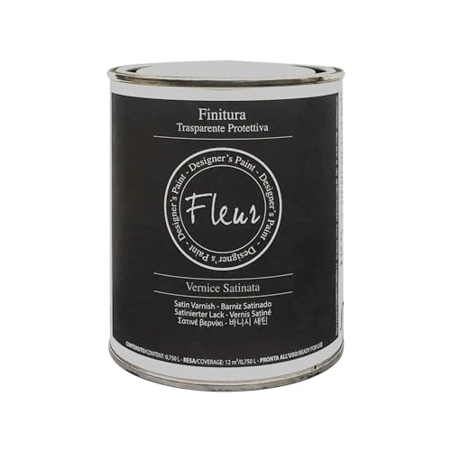 FLEUR DESIGNER'S PAINT | Vernice Protettiva, 0,750 litri, Trasparente Satinata, Base Acqua, Monocomponente. Alta Resistenza, Non Ingiallisce ed Essiccazione Rapida, Made in Italy.