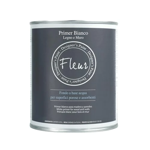 Offerta a tempo: FLEUR DESIGNER'S PAINT | Fondo Acrilico, Adatto per Superfici Porose e Assorbenti, Fleur Primer P01, Legno Muro, Colore Bianco, Made in Italy, Formato 750 ml - 0.00% da 26.49 € a 26.49 €