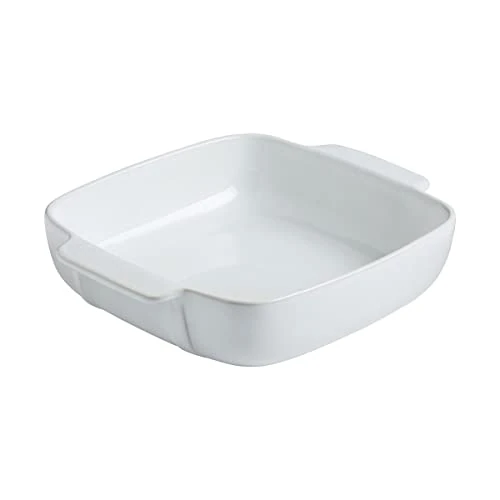 Pyrex 8013109 Signature Plat à Four Carré Blanc en Céramique 22 x 22 cm, Blanc