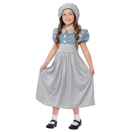 Limited-time offer: Smiffys Victorian School Girl Costume, Grey with Dress & Hat, Girls Fancy Dress, Child Dress Up Costumes Halloween from 12.99 £ to 11.54 £ (save 11%)