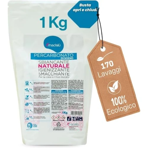 Offerta a tempo: Percarbonato di Sodio per Bucato Puro (1 Kg, 170 Lavaggi) Smacchiatore Bucato, Sbiancante, Smacchiante, Igienizzante Naturale, Antimuffa per Muri Interni, Busta Richiudibile 100% Riciclabile - 0.00% da 13.99 € a 13.99 €