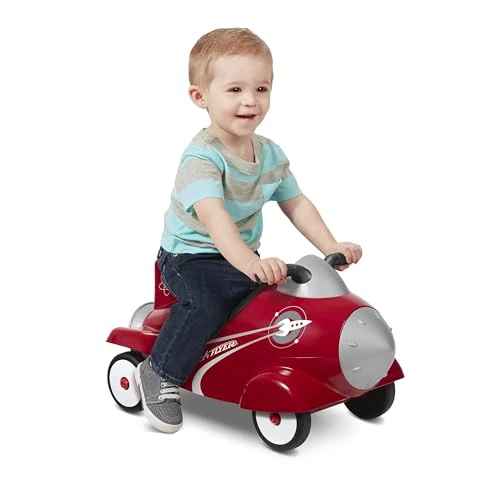 Radio Flyer Retro Rocket, Macchina cavalcabile bambini, Giocattolo rosso da cavalcare per bambini da 1 a 3 anni