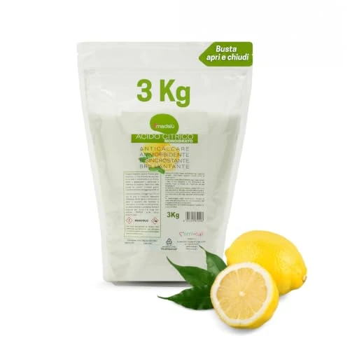 Offerta a tempo: Acido Citrico per Pulizia in Polvere Cura Lavastoviglie e Lavatrice, Azione Disincrostante e Anticalcare per Bagno, Cassetta WC, Ammorbidente Lavatrice, per Pulizie Naturali (3 Kg) - 0.00% da 17.90 € a 17.90 €