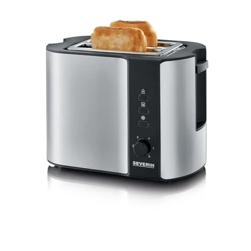 Offre limitée : SEVERIN Grille-pain automatique 800 W, Toaster compact 2 fentes jusqu'à 2 tranches, Grille-pain électrique avec réglage du degré de brunissage & fonction décongélation, inox/noir, AT 2589 de 39.04 € à 30.99 € (21% de remise)