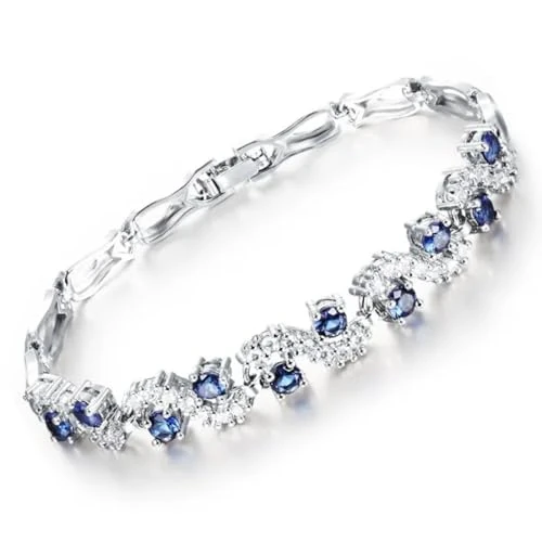 Oferta limitada: Crystalline Azuria Mujer 18ct Chapado en Oro Blanco Zafiro simulado Azul Cristales de Zirconia Pulsera 19 cm para Mujer y Niña de 35.82 € a 35.82 € (ahorro 0.00%)