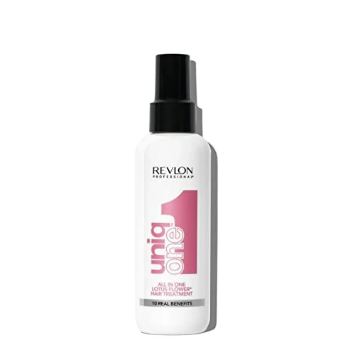 Limitiertes Angebot: REVLON PROFESSIONAL UniqOne Hair Treatment Lotus Flower, 150 ml, Leave in Haarkur für bessere Kämmbarkeit & Glanz, Haarpflege ohne Ausspülen, Anti Frizz Spray mit Hitzeschutz, vegan von 9.70 EUR auf 9.70 EUR (Spare 0%)