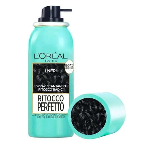 Offerta a tempo: L'Oréal Paris Spray Ritocco Perfetto, Spray Istantaneo per Radici e Capelli Bianchi, Durata fino a 1 Shampoo, Colore: Nero, 75 ml - 30% da 9.90 € a 6.93 €