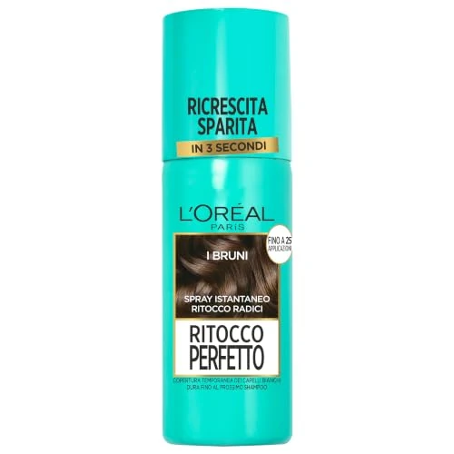 Offerta a tempo: L'Oréal Paris Spray Ritocco Perfetto, Spray Istantaneo per Radici e Capelli Bianchi, Durata fino a 1 Shampoo, Colore: Bruno, 75 ml - 43% da 9.90 € a 5.69 €