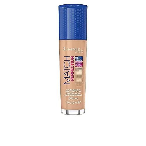 Rimmel London Match Perfection Foundation - Fondotinta Liquido Pelle Perfetta e Levigata a Lunga Tenuta con SPF 20 - Sand - 30 ml