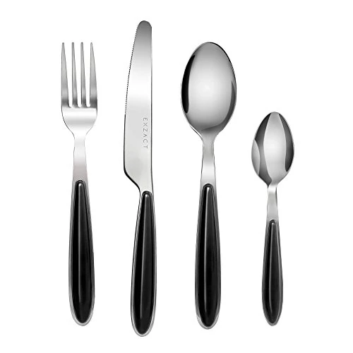 Offerta a tempo: EXZACT Colore Posate in acciaio inox set 16 pz - 4 x Forchetta, 4 x Coltelli, 4 x Cucchiai Cena, 4 x Cucchiaini (Nero x 16) (EX07) - 42% da 24.99 € a 14.39 €