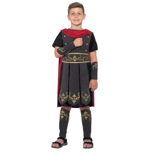 Offerta a tempo: SMIFFYS Costume Soldato romano, Nero, con tunica, mantella attaccata, bracciali e schinieri per gambe Halloween, Carnevale - 15% da 17.99 € a 15.29 €