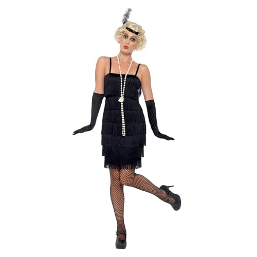 Offre limitee: Smiffys Costume jeune fille délurée années 20, Noir, avec robe courte, bandeau et gants Halloween, Carnaval de 30.95 EUR a 30.95 EUR (economie 0%)