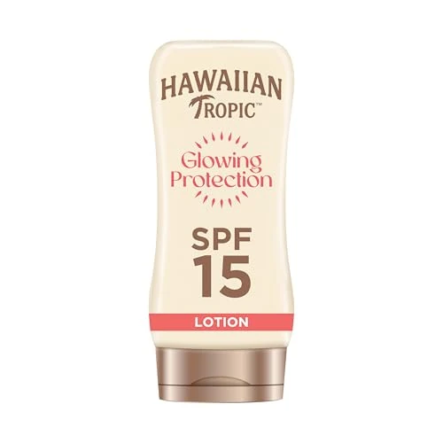 Offerta a tempo: Lozione Solare Protettiva Illuminante di Hawaiian Tropic, Crema Solare SPF 15 UVA e UVB Resistente all'Acqua, Lozione Solare dal Profumo Tropicale, con Burro di Karité, 180 ml - 0.00% da 11.14 € a 11.14 €